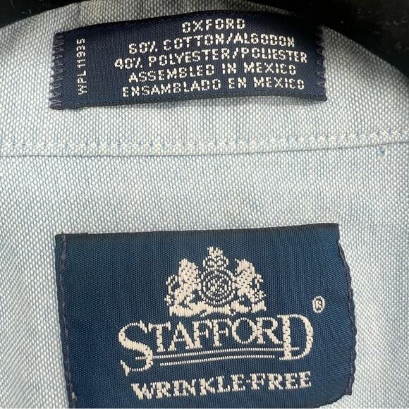 Stafford Men's Light Blue Short Sleeve Button Down Shirt - Picture 3 of 6